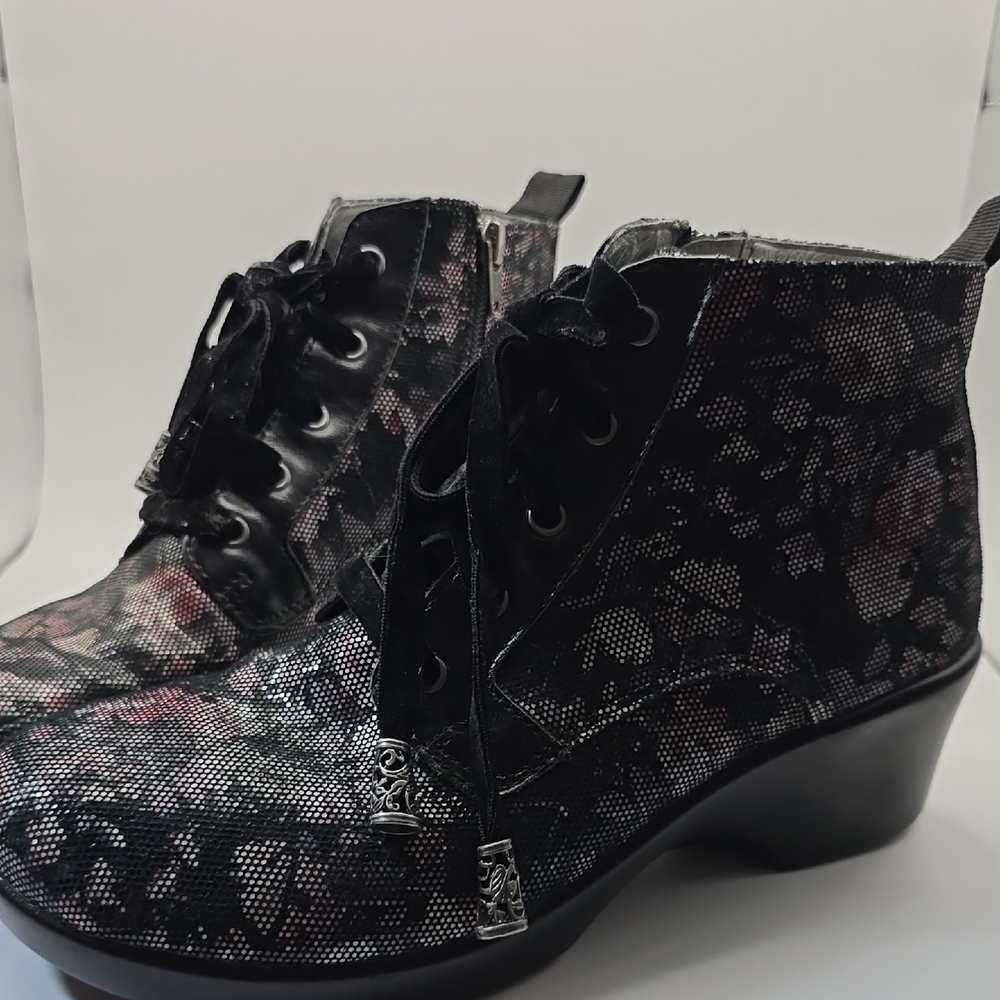 Alegria Black and Pink Lace Up Boots